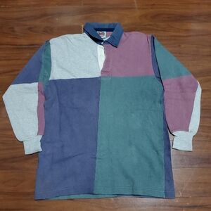 VINTAGE BARBARIAN RUGBY WEAR POLO SHIRT CANADA MENS LARGE RARE COLOR BLOCKING